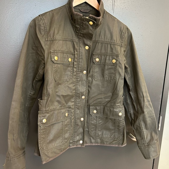 J. Crew S EUC Olive Green waxed barn coat field coat jacket- classic/equestrian - Picture 7 of 13